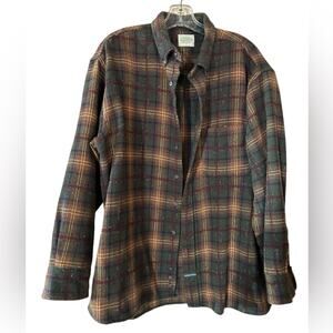GH Bass & Co Shirt Mens XL Camping Plaid Flannel Long Sleeves Button Down Brown